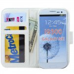 Wholesale Galaxy S3 /i9300 Simple Flip Leather Wallet Case with Stand  (White)